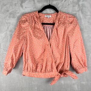 Madewell Top Womens Extra Small Peach Star Wrap 3/4 Length Sleeve Boho Preppy